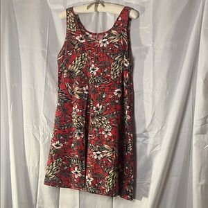 Women Hilo Hattie vintage Red floral and bananas print Sleeveless Dress size xl